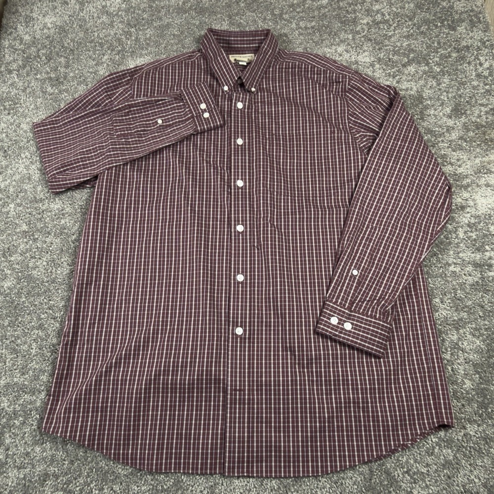 Duluth Trading WrinkleFighter Shirt Mens XL Tall Deep Port Check Long Sleeve - Picture 2 of 6